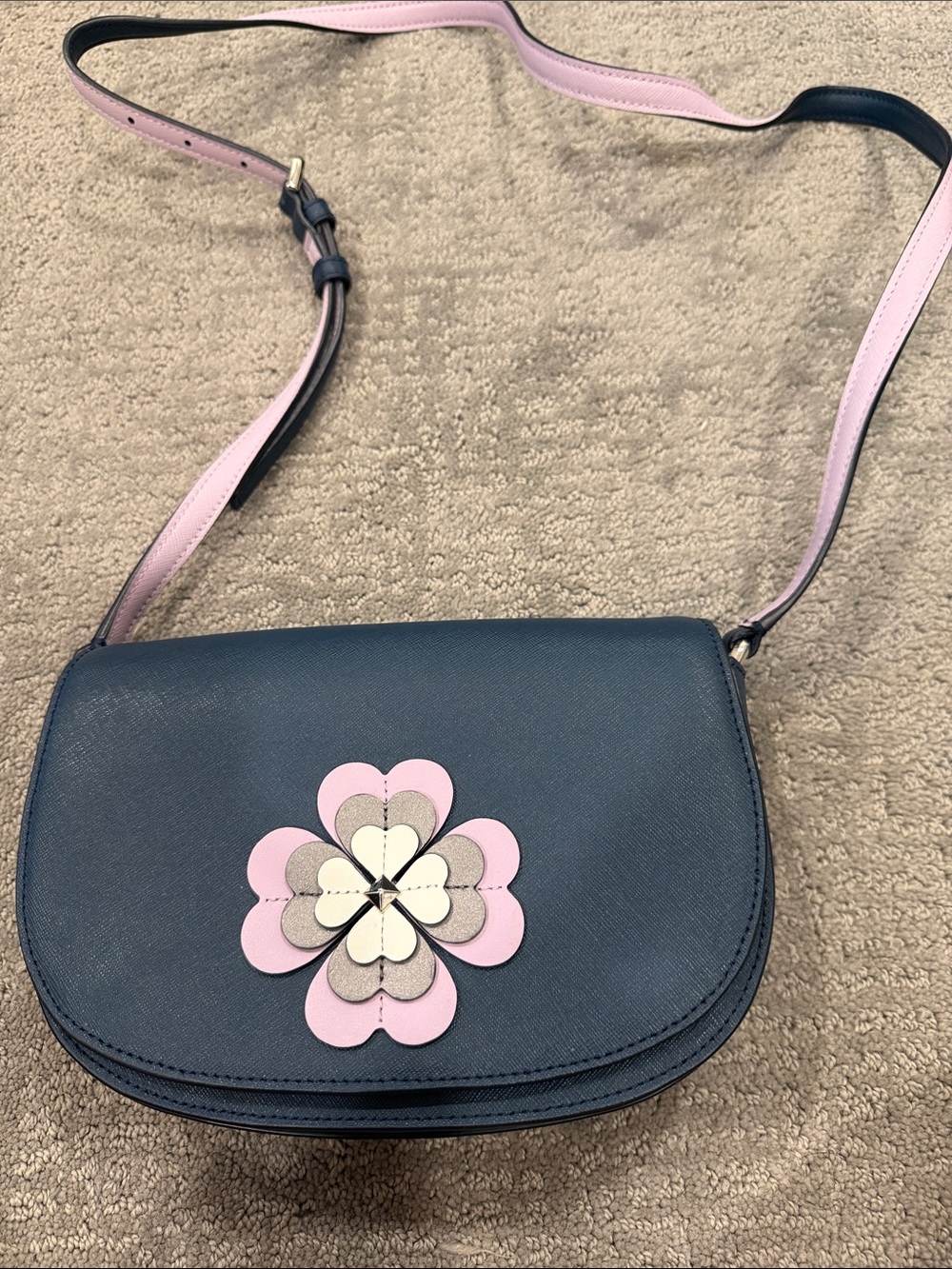 Kate Spade Women’s Navy Crossbody Bag with multicolor Floral Accent